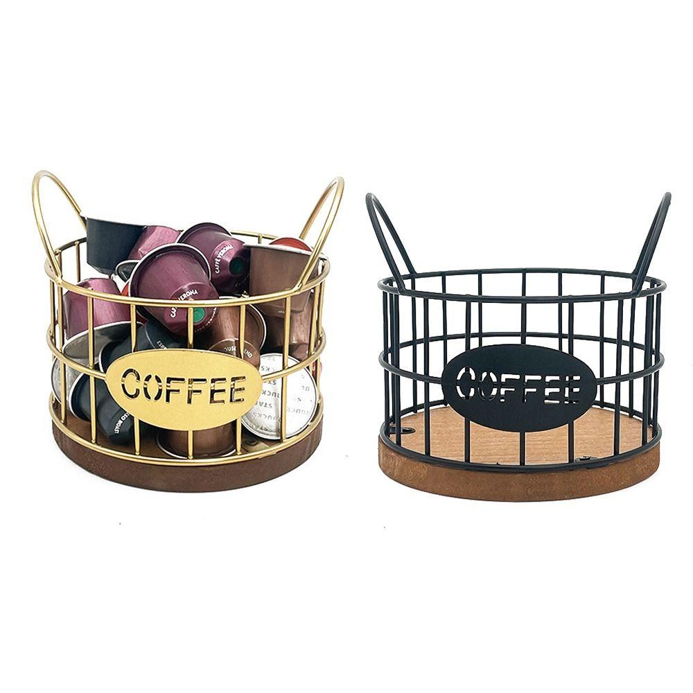 Прочная металлическая проволочная емкость для кофе эспрессо с деревянной основой для органайзера для стаканчиков K в офисе