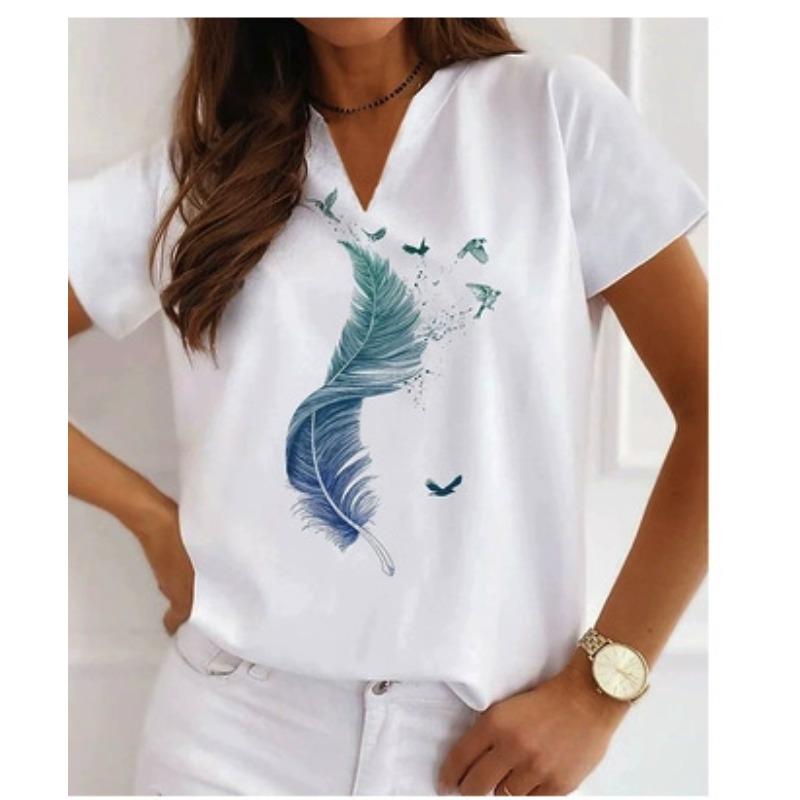 Women s hot-selling V-neck T-shirt fashion trend loose print top 5XL
Women s hot-selling V-neck T-shirt fashion trend loose print top 5XL