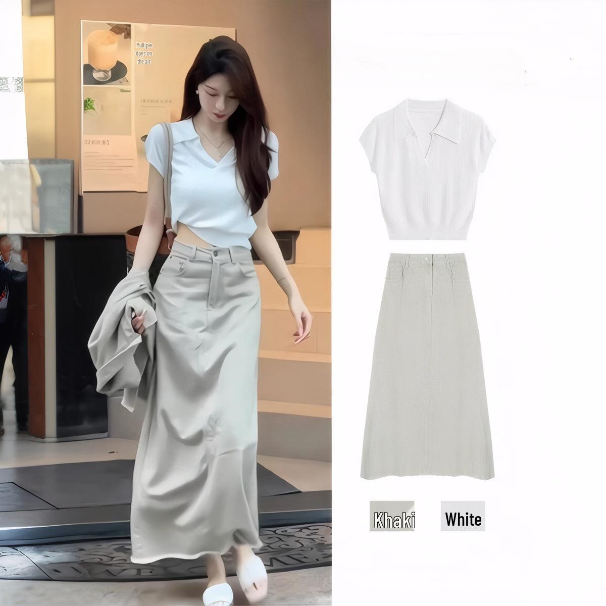Korean Style Polo Collar T-Shirt & High Waist Skirt Summer Outfit Set Extra Large
Korean Style Polo Collar T-Shirt & High Waist Skirt Summer Outfit Set Extra Large