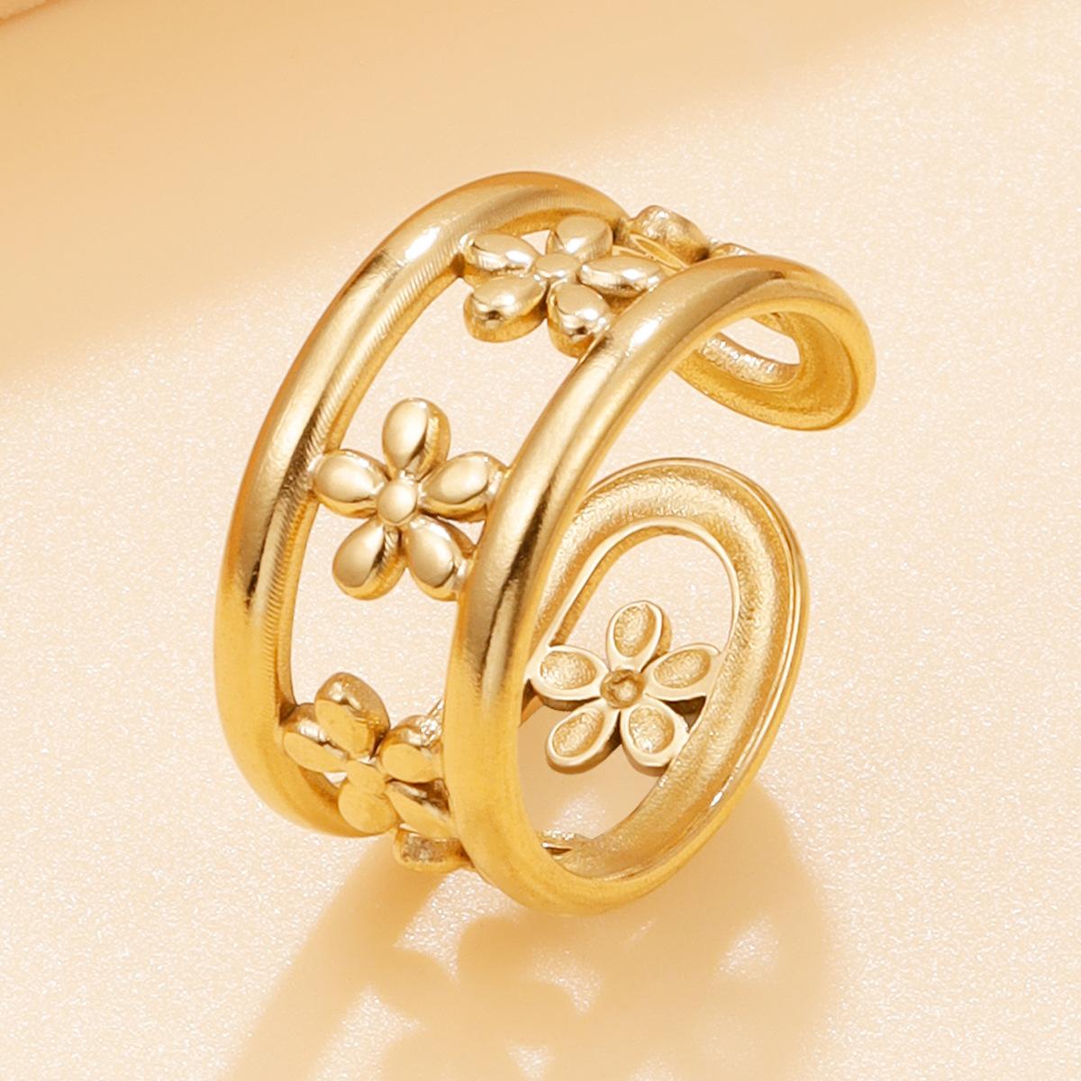Sweet Flower Open Ring Stainless Steel Gold Color Finger Rings Bohemian Floral Plant Zircon Birthday Gift for Women Open
Sweet Flower Open Ring Stainless Steel Gold Color Finger Rings Bohemian Floral Plant Zircon Birthday Gift for Women Open