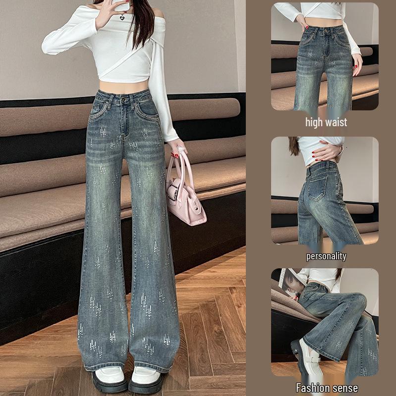 Dark Wash High Waist Micro Flare Jeans with Rhinestone Detailing for Women, Spring/Autumn 2025 Collection M
Dark Wash High Waist Micro Flare Jeans with Rhinestone Detailing for Women, Spring/Autumn 2025 Collection M