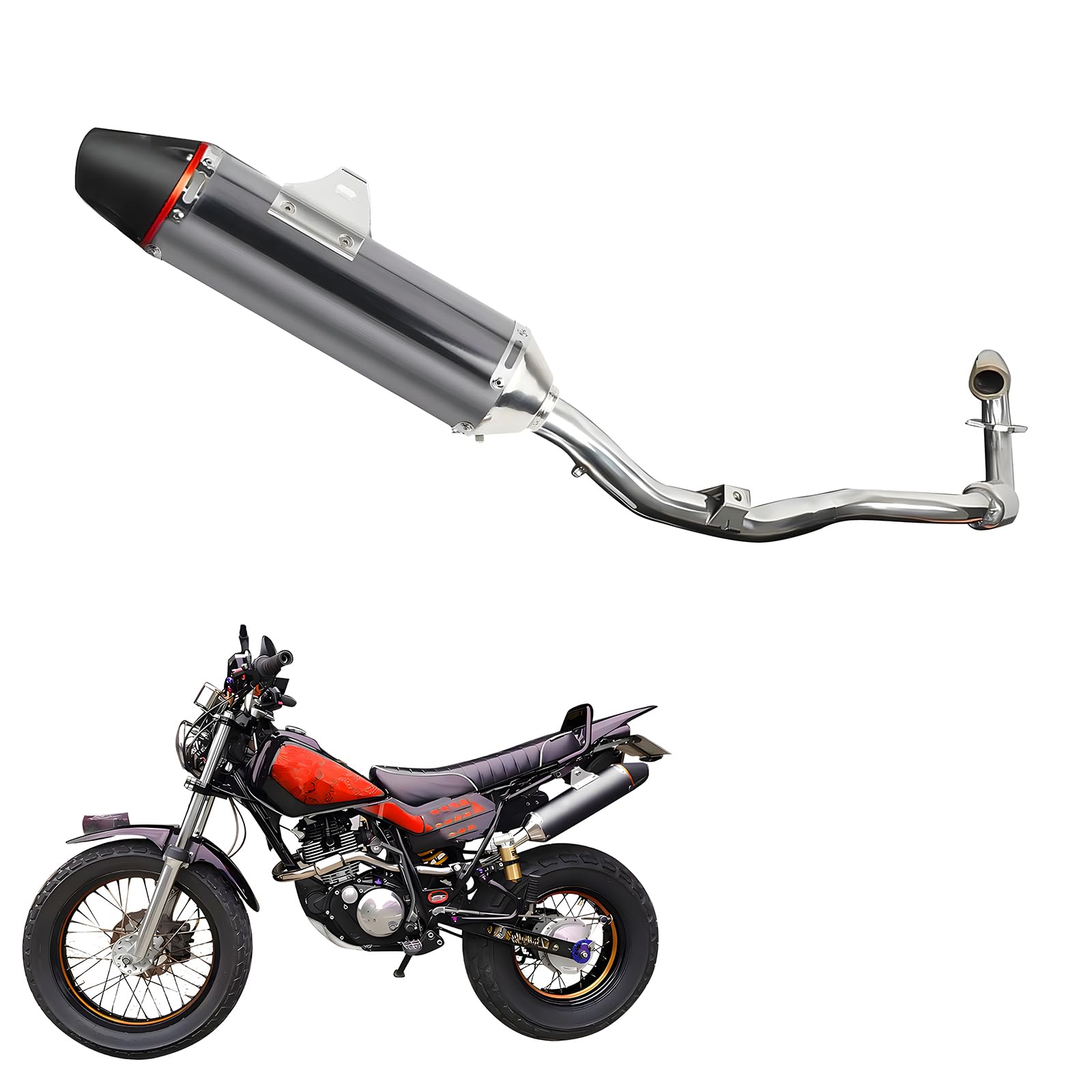 Motorcycle Silencer for TTR230 and Aluminum and Stainless Steel Alloy Exhaust Pipe with Lightweight Easy and Excellent Shiny Titanium Color Muffler,
Motorcycle Silencer for TTR230 and Aluminum and Stainless Steel Alloy Exhaust Pipe with Lightweight Easy and Excellent Shiny Titanium Color Muffler,