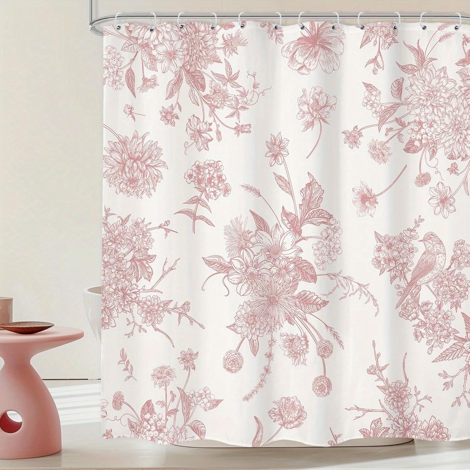 1 Piece Pink Floral Shower Curtain, Polyester Fabric, Machine Washable, With Hook, Suitable For Bathroom Decoration W60H190(CM)-1 Pcs
1 Piece Pink Floral Shower Curtain, Polyester Fabric, Machine Washable, With Hook, Suitable For Bathroom Decoration W60H190(CM)-1 Pcs