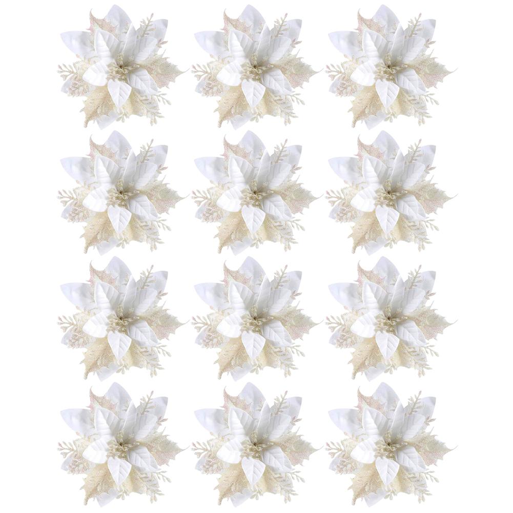 12 шт. Рождественская пуансеттия, цветы для рождественской елки, украшения с клипсами, сделай сам венок, блестящие цветочные украшения для домашнего декора белый
12 шт. Рождественская пуансеттия, цветы для рождественской елки, украшения с клипсами, сделай сам венок, блестящие цветочные украшения для домашнего декора белый