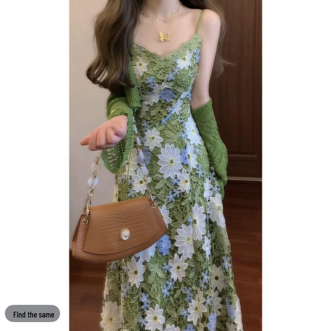 Green Water-Soluble Lace V-Neck Camisole Long Dress & Sun Protection Cardigan S
Green Water-Soluble Lace V-Neck Camisole Long Dress & Sun Protection Cardigan S