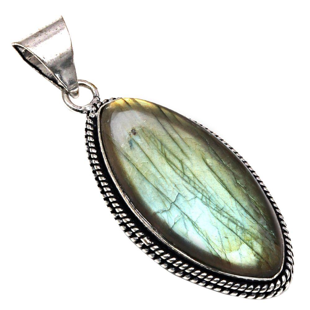 Подвеска с блестящим лабрадоритом, серебряное украшение ручной работы, 2 дюйма 
Подвеска с блестящим лабрадоритом, серебряное украшение ручной работы, 2 дюйма