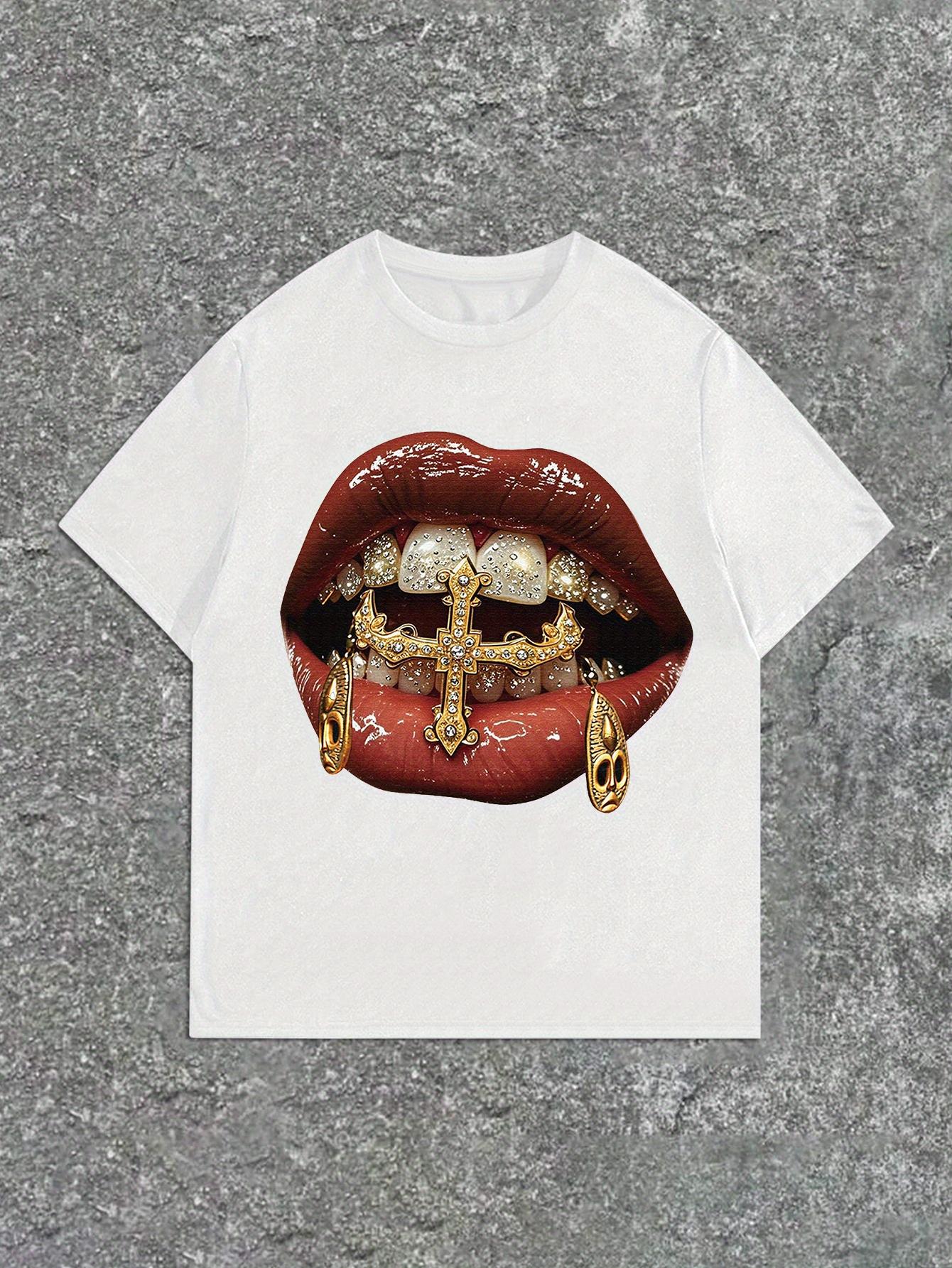 Unisex Women Y2K Golden Lips Teeth Graphic Print Cotton TShirt Casual Loose Fit Short Sleeve Top Summer Vintage Round Neck Tee 4XL
Unisex Women Y2K Golden Lips Teeth Graphic Print Cotton TShirt Casual Loose Fit Short Sleeve Top Summer Vintage Round Neck Tee 4XL