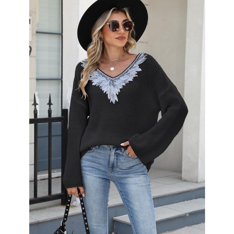 Осень Зима Свободный Повседневный Модный Свитер с Пайетками Пэчворк Женский V-образный Вырез Базовый Вязаный Пуловер Топ S чёрный
Осень Зима Свободный Повседневный Модный Свитер с Пайетками Пэчворк Женский V-образный Вырез Базовый Вязаный Пуловер Топ S чёрный