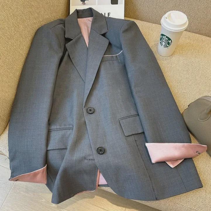Women s Spring Gray Suit Jacket with Contrast Stitching - Korean Style Fashion S сірий колір
Women s Spring Gray Suit Jacket with Contrast Stitching - Korean Style Fashion S сірий колір