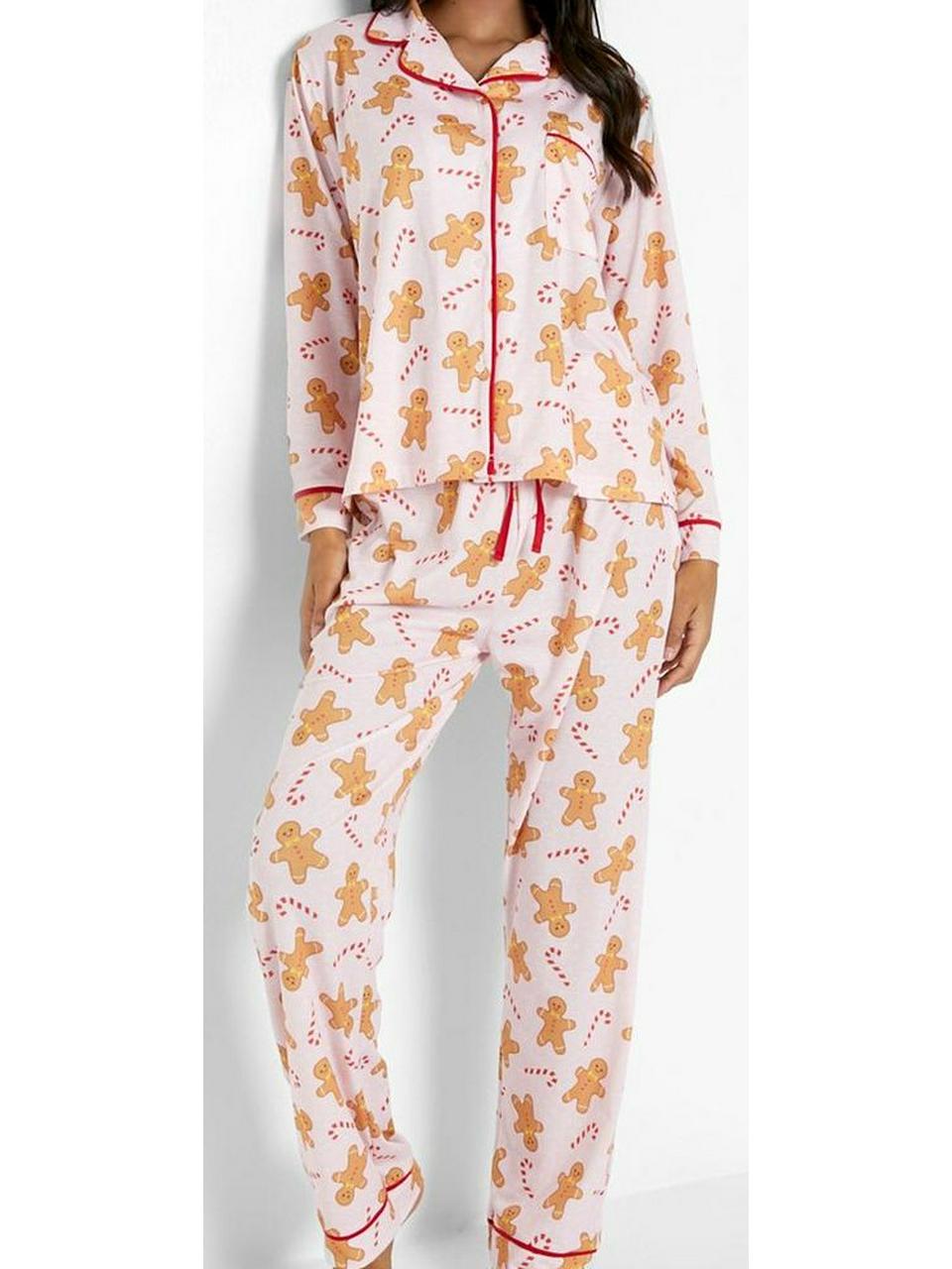 European and American Christmas Pajama Set: Women’s Cardigan Shirt with Long Sleeve and Pants Small рожевий
European and American Christmas Pajama Set: Women’s Cardigan Shirt with Long Sleeve and Pants Small рожевий