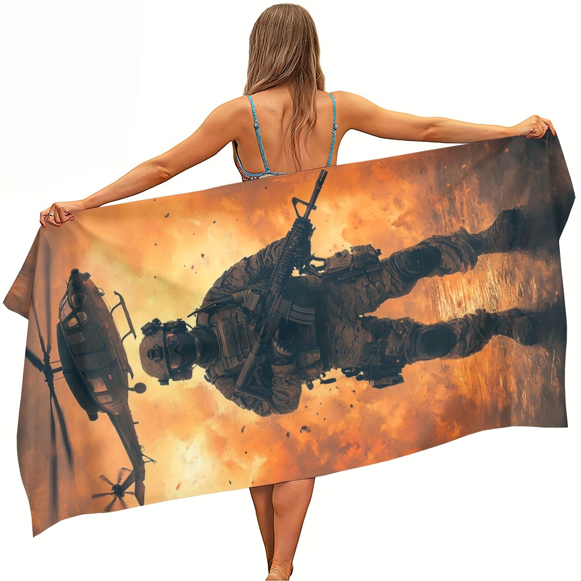 Military Themed Microfiber Beach Towel, Lightweight Absorbent for Yoga Swimming Camping Fitness W40*H60(CM)
Military Themed Microfiber Beach Towel, Lightweight Absorbent for Yoga Swimming Camping Fitness W40*H60(CM)