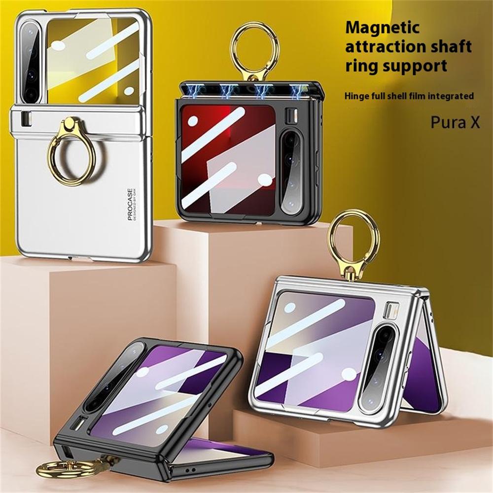 For Huawei Pura X Case with Ring Kickstand Magnetic Hinge PC Phone Cover with Films Black
For Huawei Pura X Case with Ring Kickstand Magnetic Hinge PC Phone Cover with Films Black