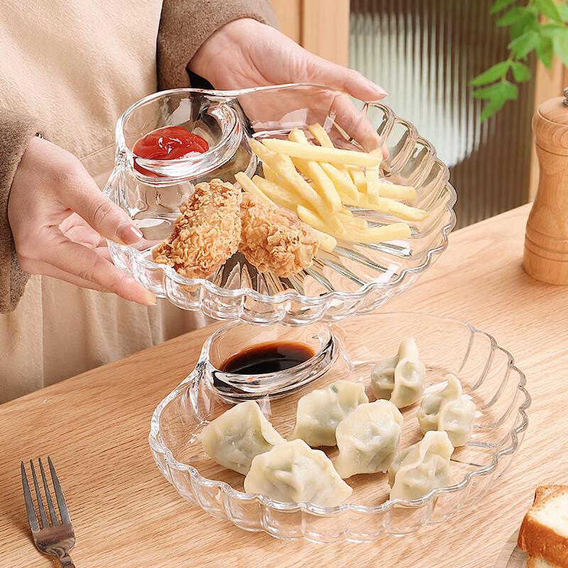 Shell-shaped Glass Dumpling Plate with Dipping Dish
Shell-shaped Glass Dumpling Plate with Dipping Dish