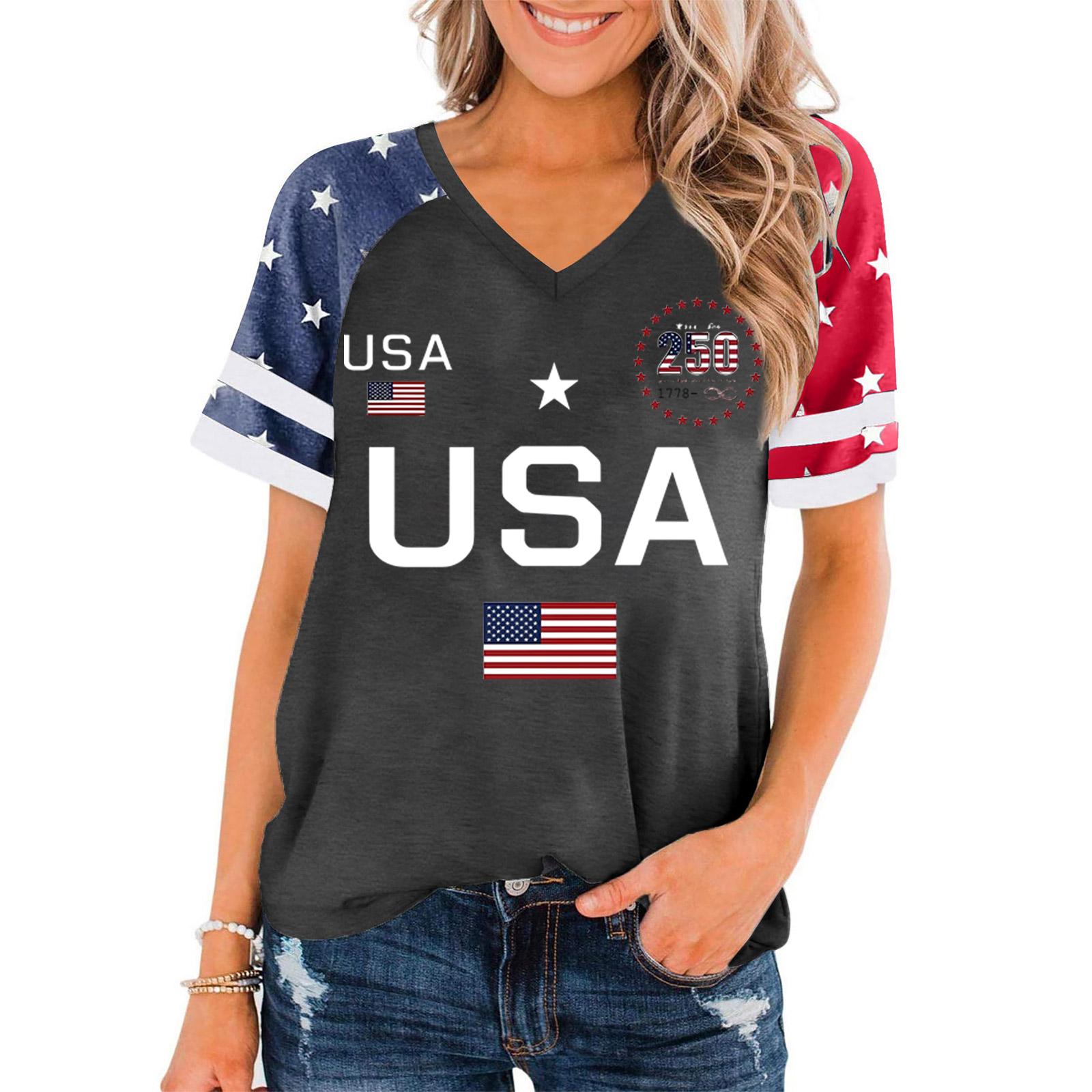 Womens Casual V Neck Short Sleeve Pullover Top USA Flag Graphic Print Lightweight Soft Fabric Loose Fit Tee Shirt S
Womens Casual V Neck Short Sleeve Pullover Top USA Flag Graphic Print Lightweight Soft Fabric Loose Fit Tee Shirt S