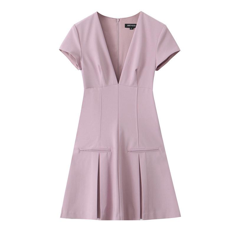 European & American Style Autumn Women s V-Neck Short Sleeve Pleated Dress Extra Small
European & American Style Autumn Women s V-Neck Short Sleeve Pleated Dress Extra Small