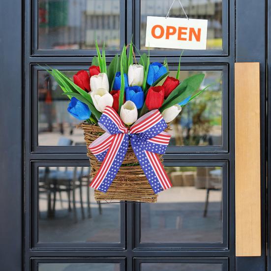 Independence Day Tulip Wreath Red White Blue Bowknot Decor Front Door Basket Garland Artificial Tulip Decor
Independence Day Tulip Wreath Red White Blue Bowknot Decor Front Door Basket Garland Artificial Tulip Decor