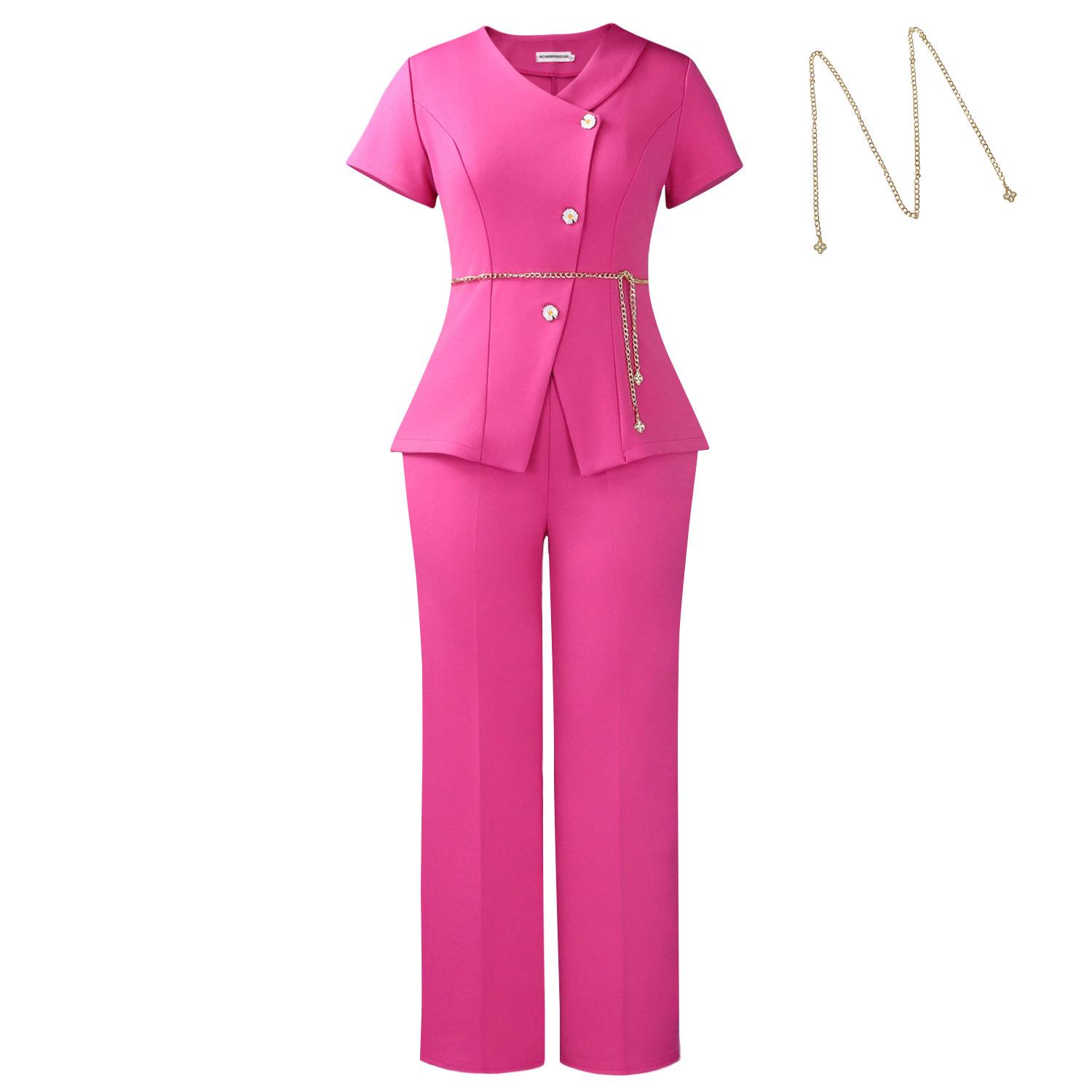 D618 Women s Summer Two-Piece Set: Button Casual Short-Sleeved Top & Pants - Chic European & American Style S
D618 Women s Summer Two-Piece Set: Button Casual Short-Sleeved Top & Pants - Chic European & American Style S