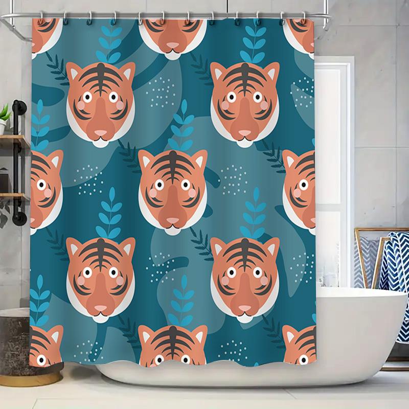 Animal Pattern Shower Curtain Tiger Design Blue Background Waterproof Fabric For Bathroom Decorations W60H190(CM)-1 Pcs
Animal Pattern Shower Curtain Tiger Design Blue Background Waterproof Fabric For Bathroom Decorations W60H190(CM)-1 Pcs