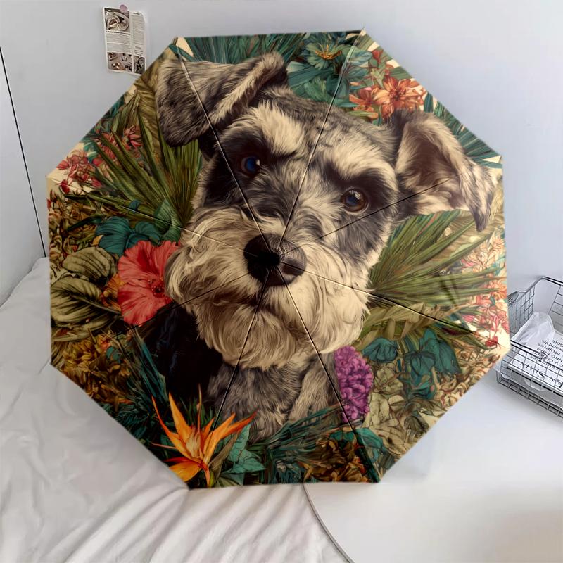 Schnauzer and Grass pattern, automatic folding umbrella, portable and foldable design, 8 ribs, a Christmas or birthday gift.
Schnauzer and Grass pattern, automatic folding umbrella, portable and foldable design, 8 ribs, a Christmas or birthday gift.