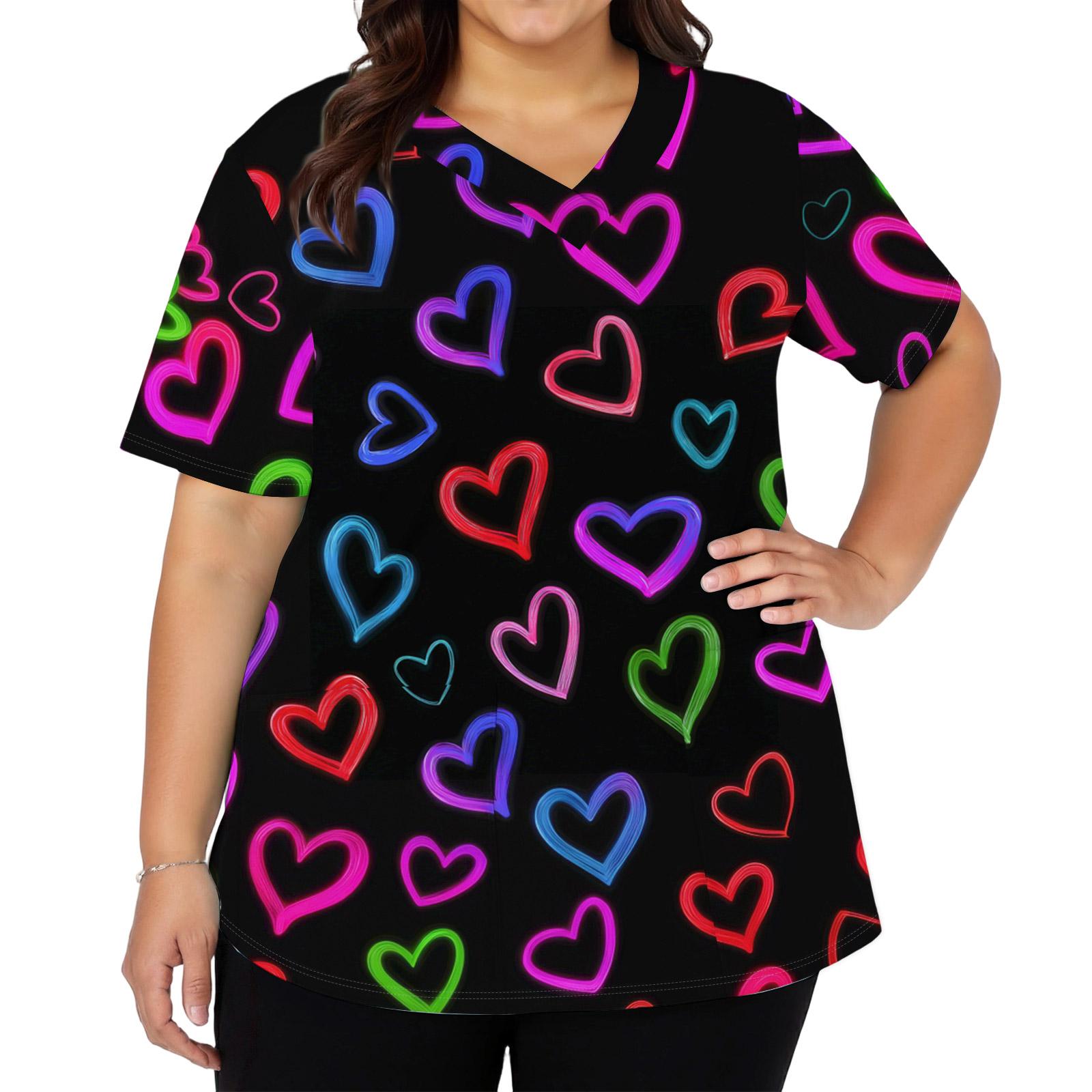 Women s Fashionable V-neck Short-Sleeved Work Top With Side Slits, Pockets, And Decorated With Valentine s Day Heart Elements And Heart Prints. XXXXXL Кіновар
Women s Fashionable V-neck Short-Sleeved Work Top With Side Slits, Pockets, And Decorated With Valentine s Day Heart Elements And Heart Prints. XXXXXL Кіновар