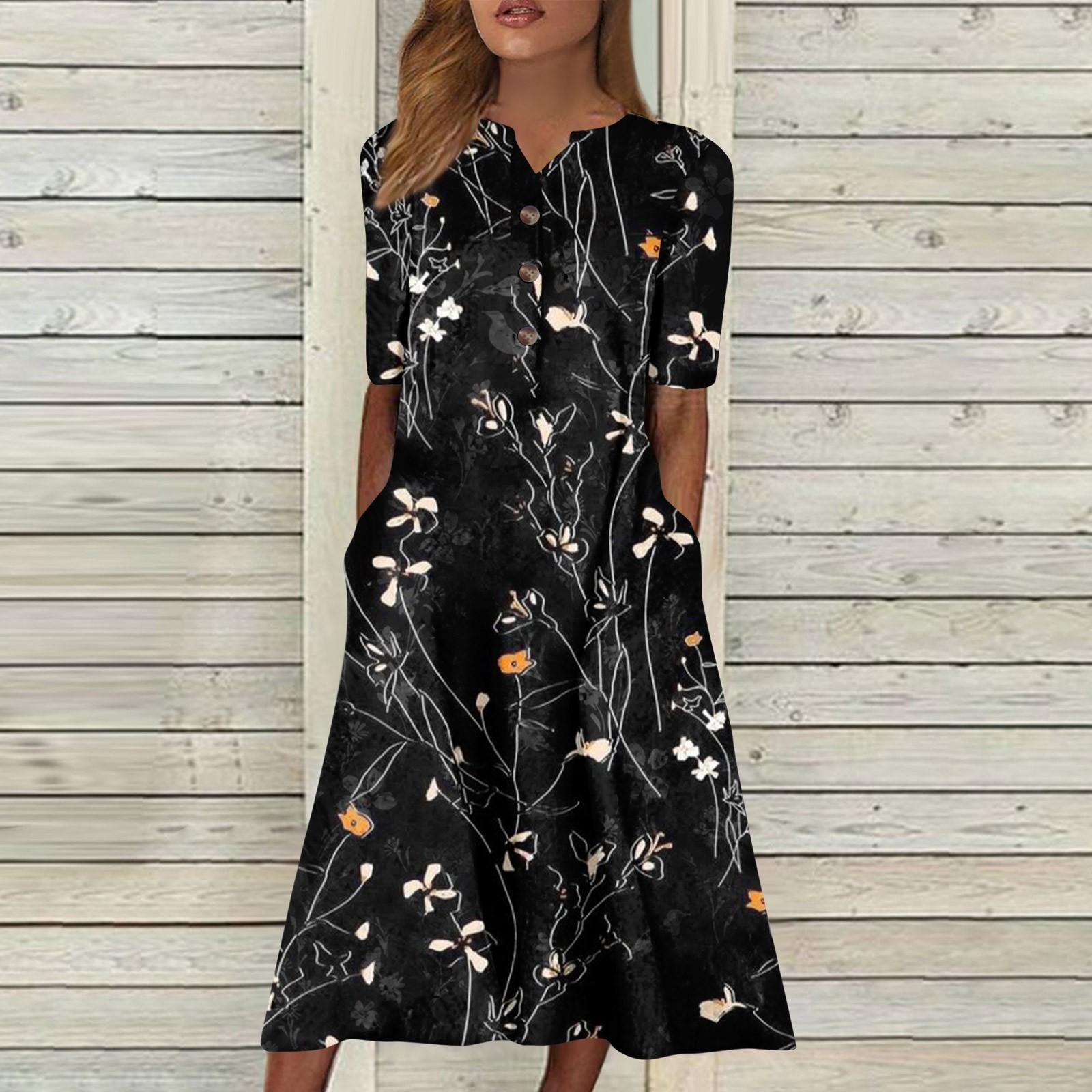 Жіноча сукня з V-подібним вирізом і короткими рукавами. Повсякденна сукня з принтом у горошок і кишенями L чорний
Жіноча сукня з V-подібним вирізом і короткими рукавами. Повсякденна сукня з принтом у горошок і кишенями L чорний