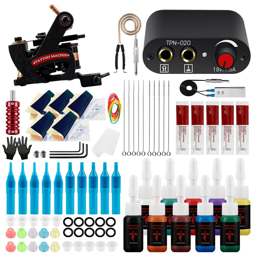 PHOENIXY Tattoo Complete Starter Tattoo Kit 1 Pro Machine Guns 10 Inks Источник питания Наборы для татуировок для начинающих Иглы для педалей Ручки Советы
PHOENIXY Tattoo Complete Starter Tattoo Kit 1 Pro Machine Guns 10 Inks Источник питания Наборы для татуировок для начинающих Иглы для педалей Ручки Советы