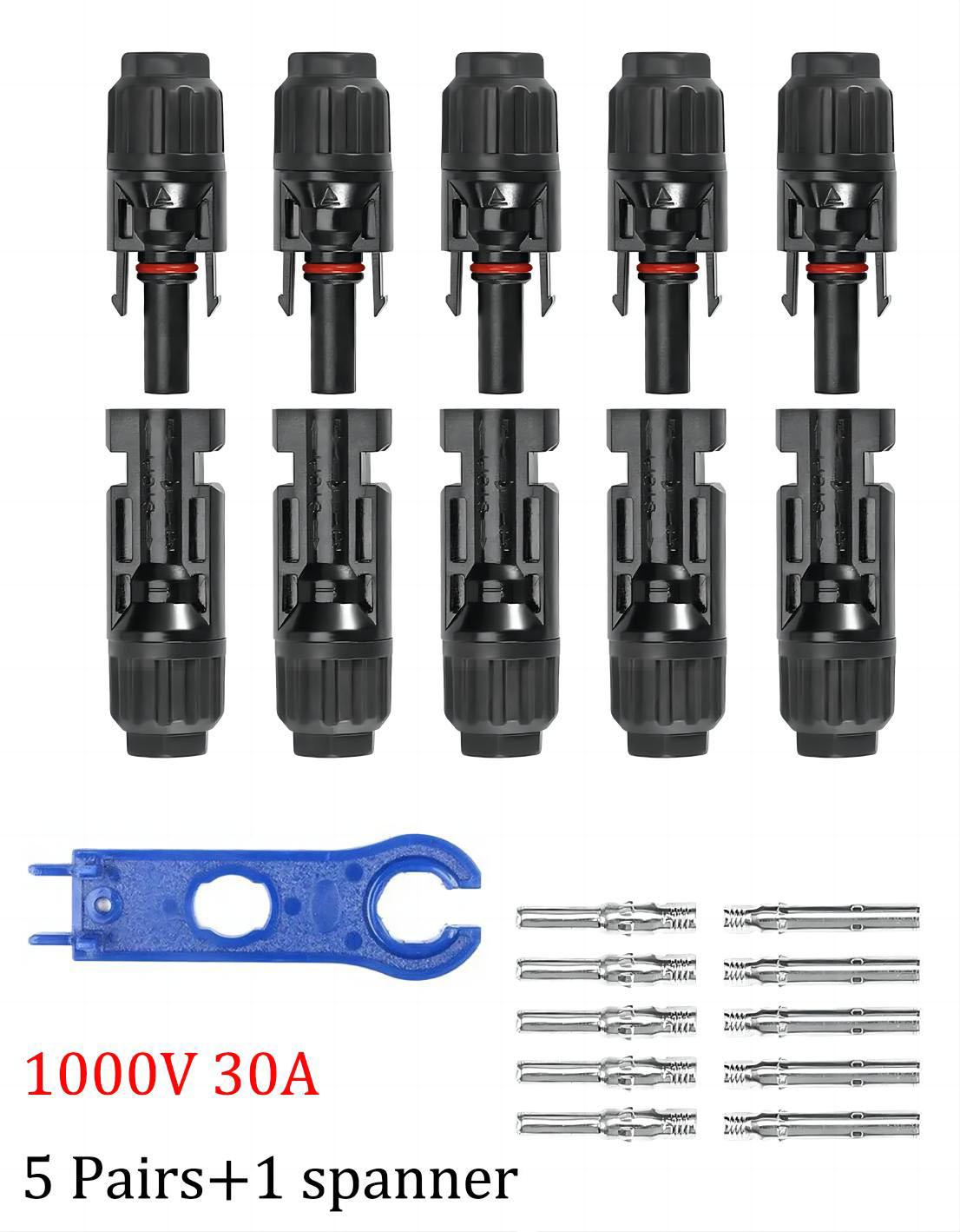 100/50/20/10/5 Pairs DC Solar Connector 1000V30A Panel Stecker IP67 waterproof Connectors Kit for PV/MC Cable 2.5/4/6mm2
100/50/20/10/5 Pairs DC Solar Connector 1000V30A Panel Stecker IP67 waterproof Connectors Kit for PV/MC Cable 2.5/4/6mm2