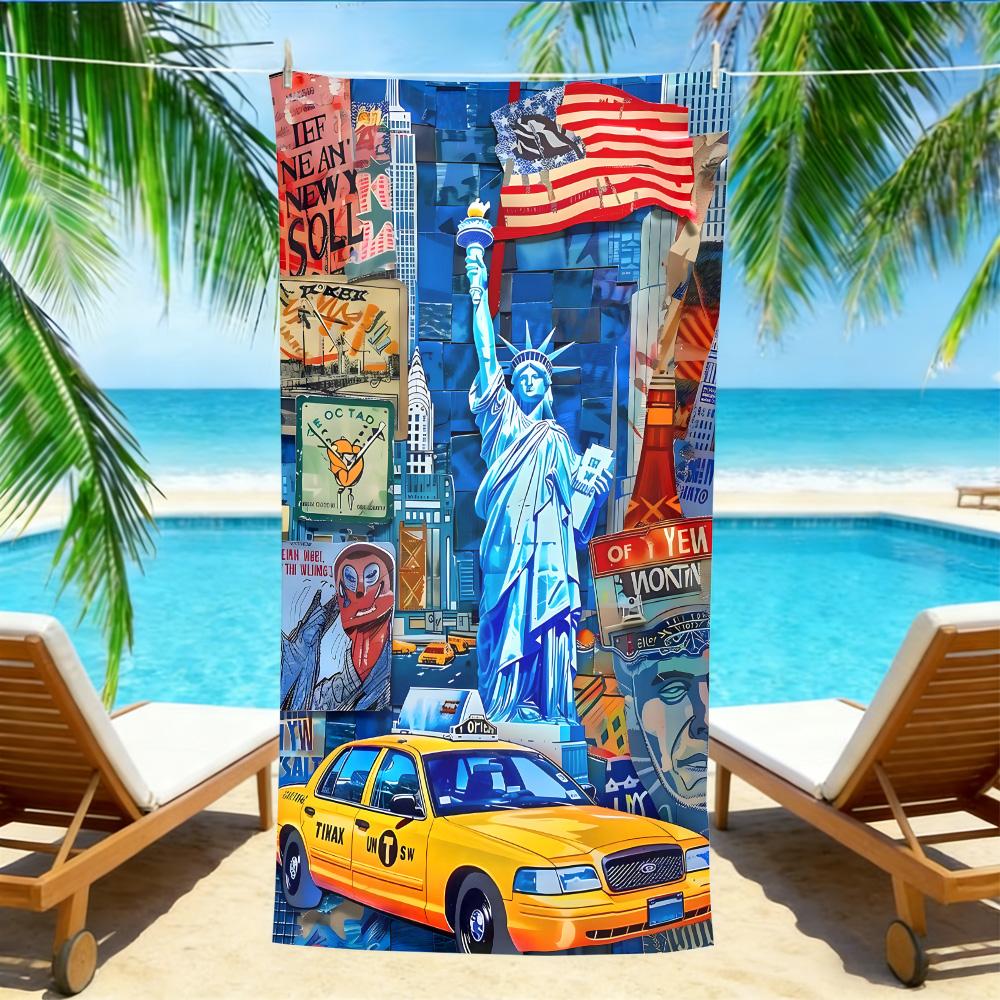 New York City Pop Art Beach Towel – Oversized Quick Dry Sand Free with Liberty Statue & Yellow Cab Print for Travelers W30*H60(CM)
New York City Pop Art Beach Towel – Oversized Quick Dry Sand Free with Liberty Statue & Yellow Cab Print for Travelers W30*H60(CM)