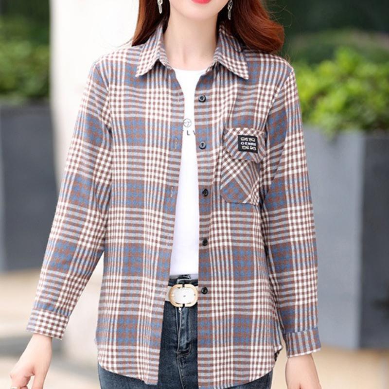 Ретро зеленая клетчатая рубашка, простые топы, весенне-осенние рубашки с лацканами и длинными рукавами, женская хлопковая блузка с начесом, азиатский размер XL зелёный
Ретро зеленая клетчатая рубашка, простые топы, весенне-осенние рубашки с лацканами и длинными рукавами, женская хлопковая блузка с начесом, азиатский размер XL зелёный