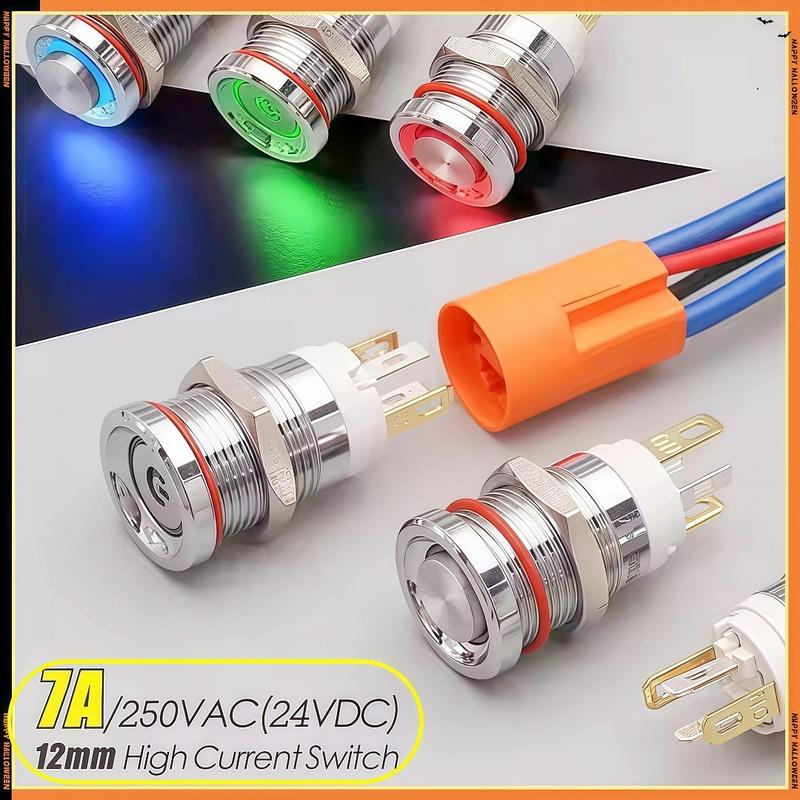 12mm 7A high current metal push button switch,DC12V24V LED,car/computer modification switch ring LED
12mm 7A high current metal push button switch,DC12V24V LED,car/computer modification switch ring LED