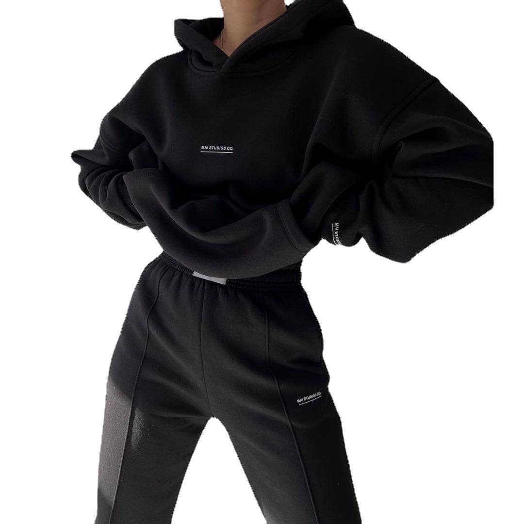 BITCED, осенне-зимний новый повседневный женский брючный костюм с капюшоном и длинными рукавами из флиса с принтом XL чёрный
BITCED, осенне-зимний новый повседневный женский брючный костюм с капюшоном и длинными рукавами из флиса с принтом XL чёрный