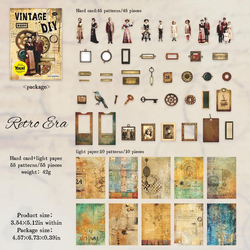 55pcs Vintage Decor paper Set Diy Scrapbooking material Labels paper for Journal notebook Planner hand made Craft Supplies
55pcs Vintage Decor paper Set Diy Scrapbooking material Labels paper for Journal notebook Planner hand made Craft Supplies