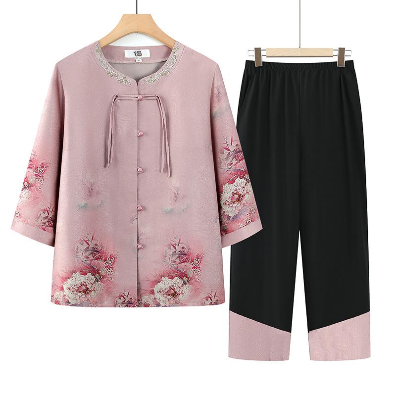 Chinese Style Summer Suit: Fashionable Three-Quarter Sleeve Two-Piece Set for Middle-Aged and Elderly Women 3XL (120-135 Jin) рожевий
Chinese Style Summer Suit: Fashionable Three-Quarter Sleeve Two-Piece Set for Middle-Aged and Elderly Women 3XL (120-135 Jin) рожевий