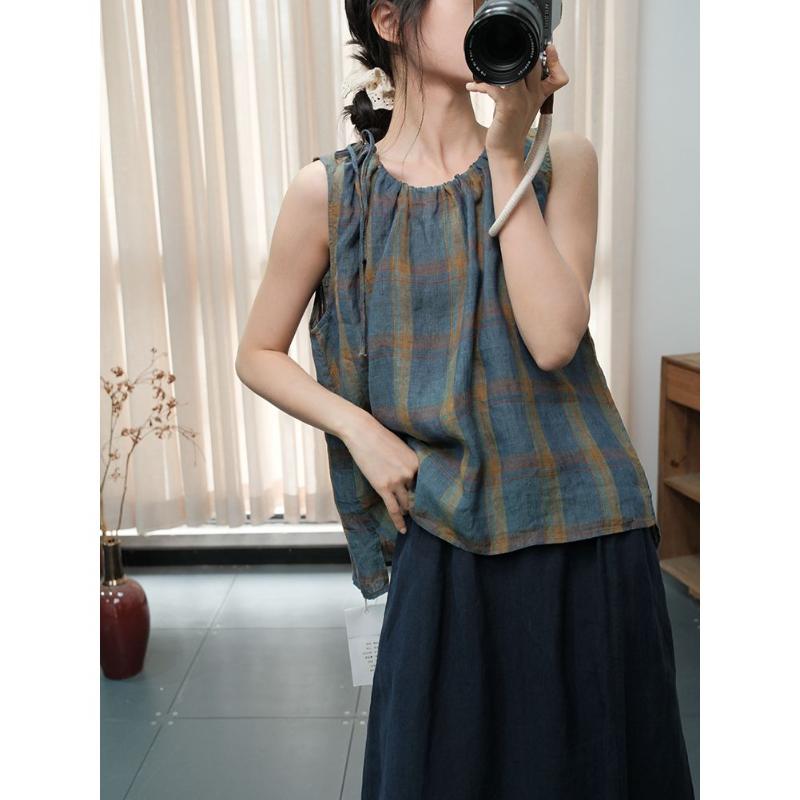 Artistic Style Summer Women s Clothing New Style Lace Up Collar Plaid Fashionable Age Reducing T-shirt Versatile Sleeveless Top L жовтий
Artistic Style Summer Women s Clothing New Style Lace Up Collar Plaid Fashionable Age Reducing T-shirt Versatile Sleeveless Top L жовтий