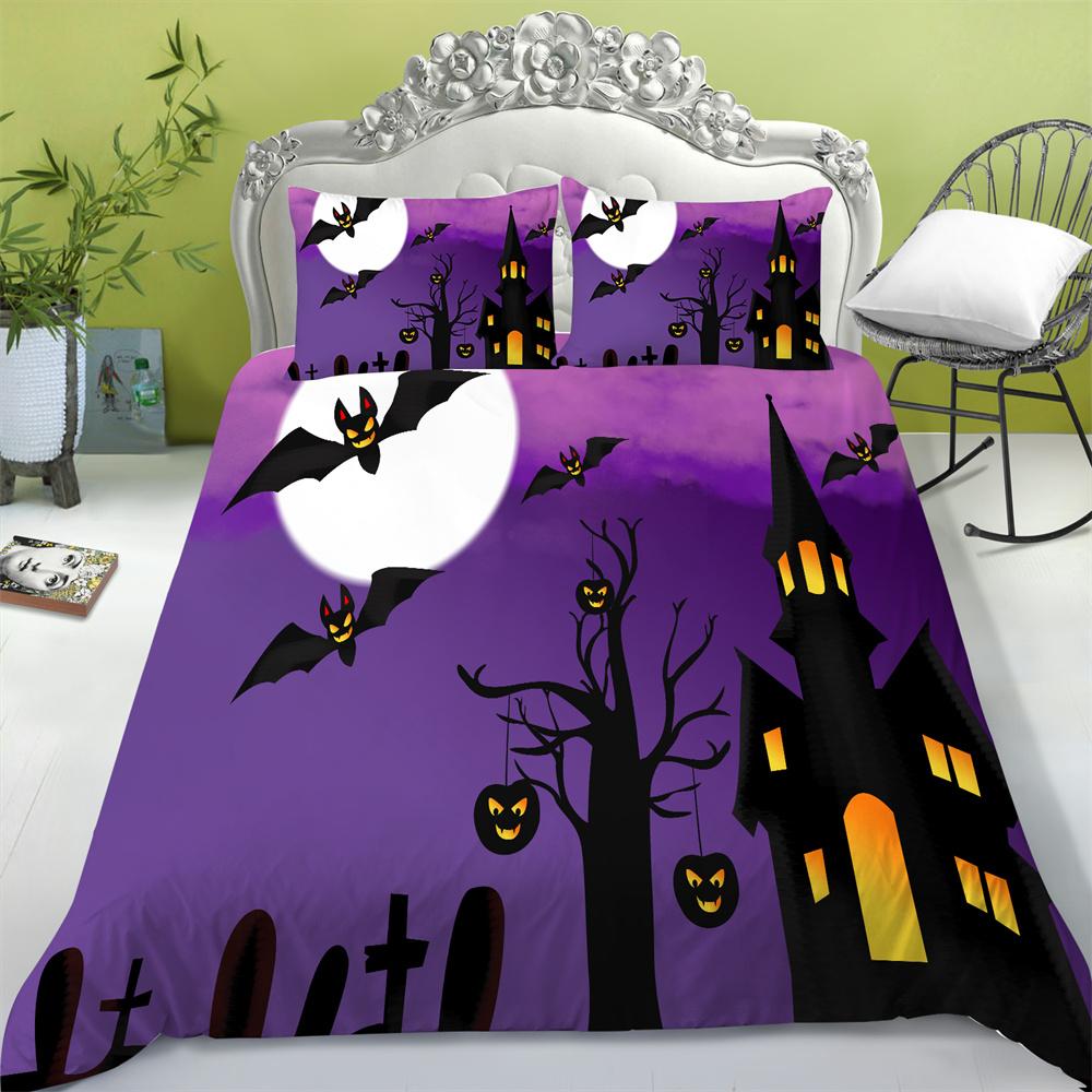 Комплект пододеяльников для Хэллоуина, домашние покрывала, постельные принадлежности королевского размера, роскошный пододеяльник с наволочкой, наборы постельных принадлежностей EU Double 200x200cm