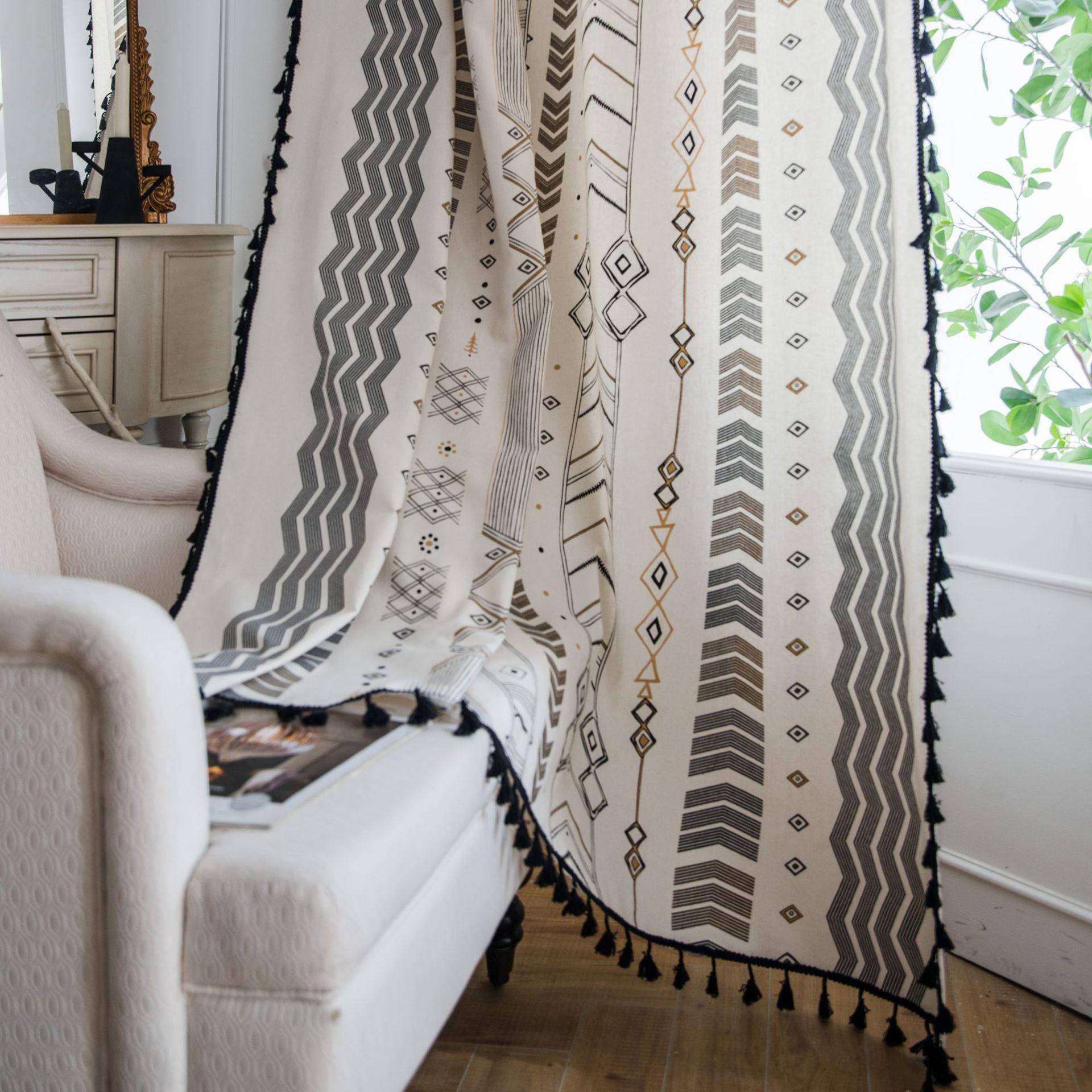 Boho Window Curtains with Tassels Geometric Print Country Style Room Darkening Curtain Panel for Bedroom Living Room, 1 Piece W150xH160cm&Rod Pocket
Boho Window Curtains with Tassels Geometric Print Country Style Room Darkening Curtain Panel for Bedroom Living Room, 1 Piece W150xH160cm&Rod Pocket