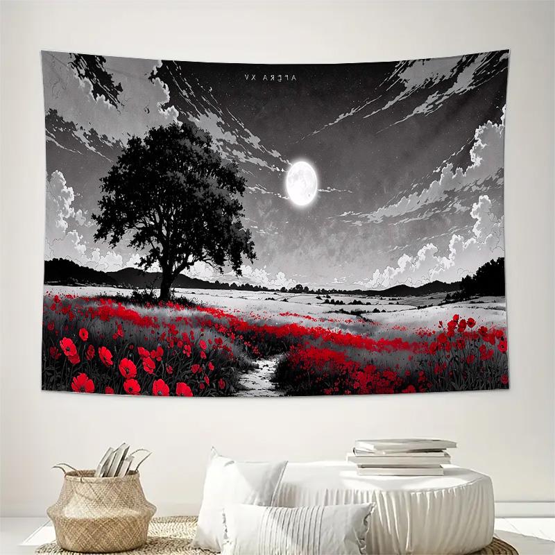 Red Poppy Field Moon Night Sky Tree Landscape Wall Tapestry Machine Washable All Season Print Minimalist Nature Design Home 74x94cm(29x37in)
Red Poppy Field Moon Night Sky Tree Landscape Wall Tapestry Machine Washable All Season Print Minimalist Nature Design Home 74x94cm(29x37in)