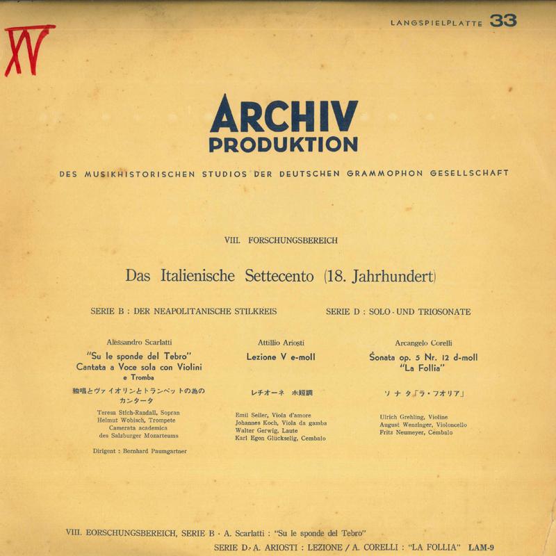 LP Record VARIOUS - Scarlatti: Cantata for soloist, vio LAM9 ARCHIV PRODUKTI Japan Classical Used
LP Record VARIOUS - Scarlatti: Cantata for soloist, vio LAM9 ARCHIV PRODUKTI Japan Classical Used