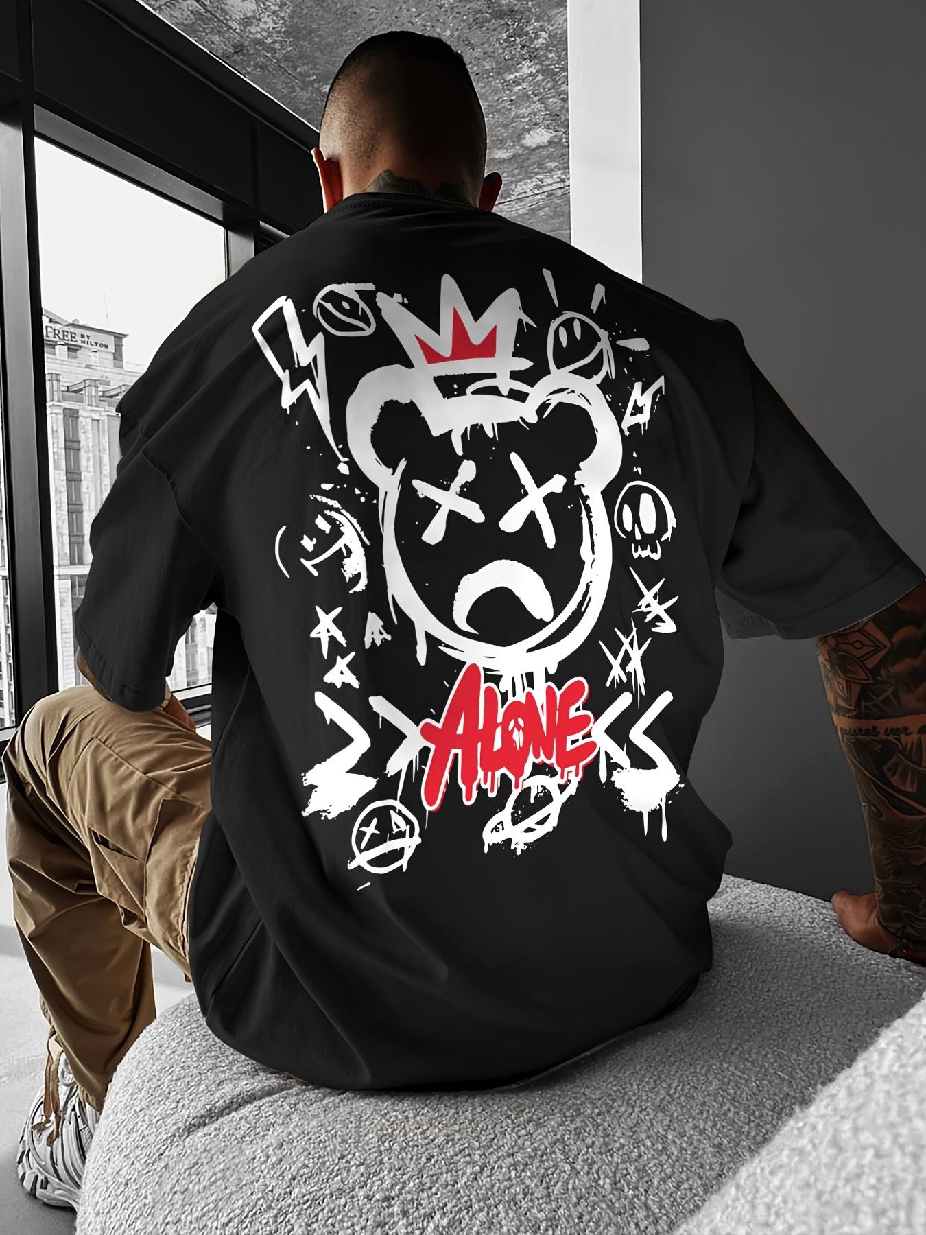 ALONE Mens Street Style Tshirt with the words ALONE and cartoon bear pattern printed on it 3XL
ALONE Mens Street Style Tshirt with the words ALONE and cartoon bear pattern printed on it 3XL