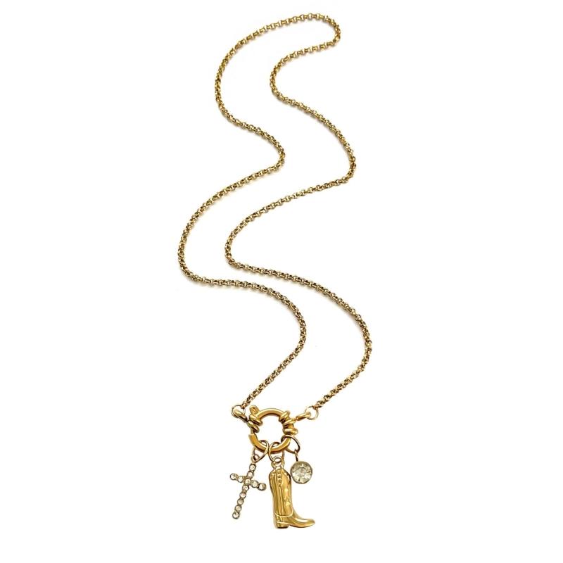 Stylish Symbol and Boot Pendant Necklace Stainless Steel with Glittering Stones Chain Necklace Suitable for Fashion Lady 1
Stylish Symbol and Boot Pendant Necklace Stainless Steel with Glittering Stones Chain Necklace Suitable for Fashion Lady 1