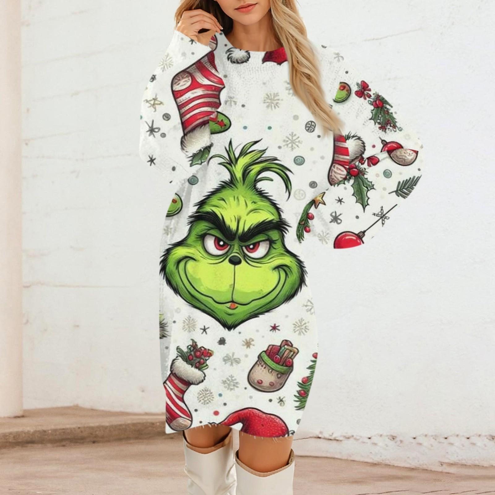 Women s Round Neck Casual Long Sleeve Plush Christmas Printed Dresses XL білий
Women s Round Neck Casual Long Sleeve Plush Christmas Printed Dresses XL білий