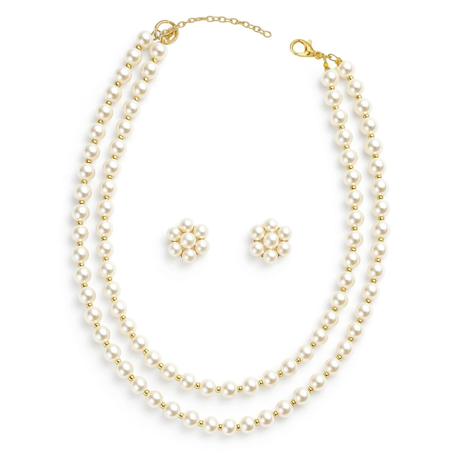 Multilayer Pearl Necklace Set For Women With Pearl Earrings | Stylish White Pearl Jewellery Set for Women & Girls Onesize білий
Multilayer Pearl Necklace Set For Women With Pearl Earrings | Stylish White Pearl Jewellery Set for Women & Girls Onesize білий
