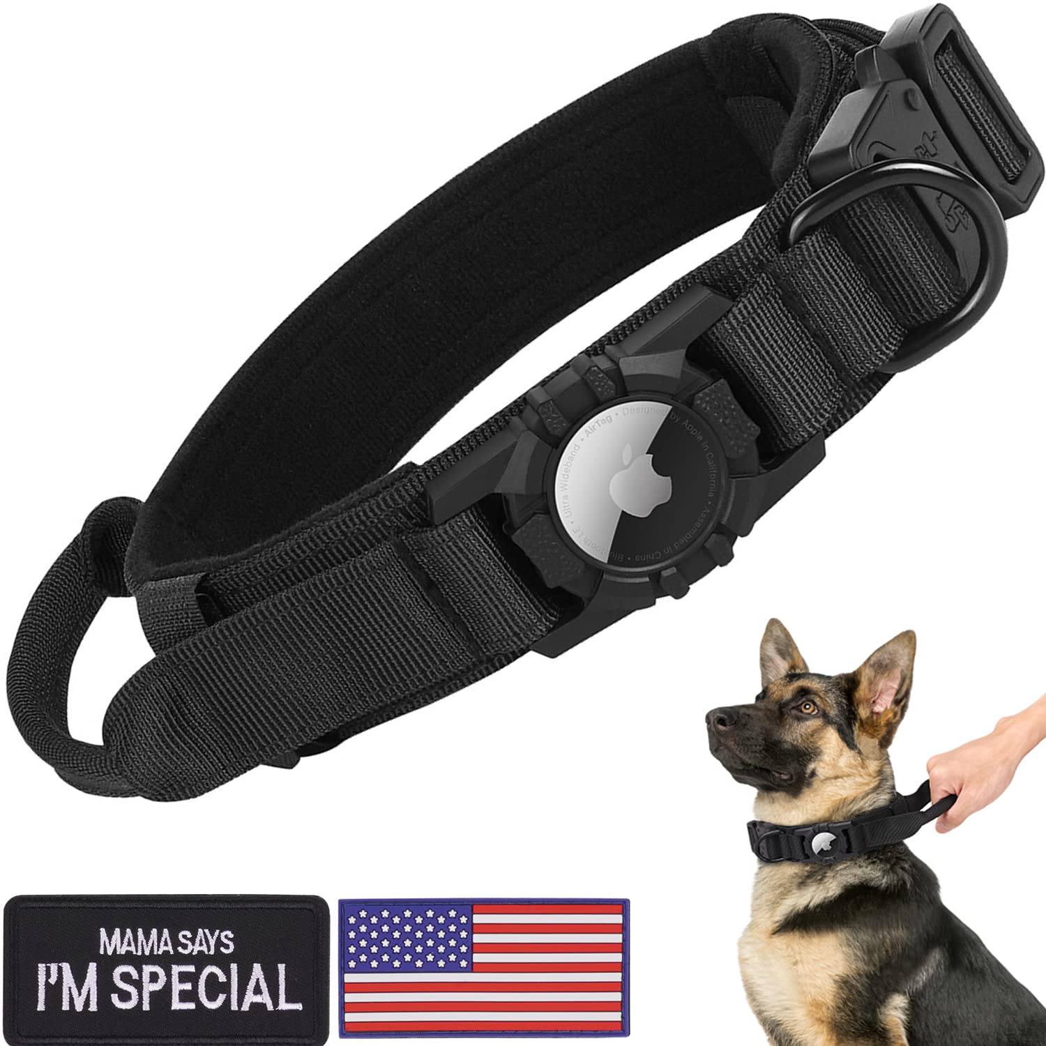 Tactical AirTag Dog Collar, with AirTag Holder and Handle Military Dog Metal Buckle Adjustable GPS Collar for Medium Large Dogs S Neck 31-38CM
Tactical AirTag Dog Collar, with AirTag Holder and Handle Military Dog Metal Buckle Adjustable GPS Collar for Medium Large Dogs S Neck 31-38CM