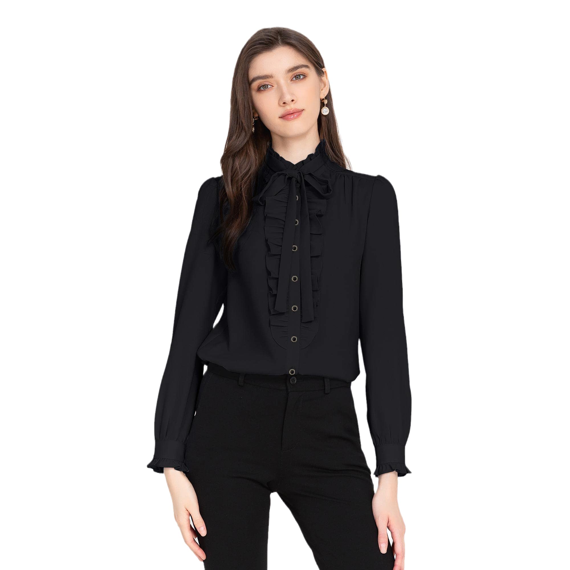 VOZZA Ruffled High Neck Long Sleeve Chiffon Dress Open Solid White Perfect for Entrance and More Women s Shirt, No-Iron, Collar, Stand-Up Collar, чёрный
VOZZA Ruffled High Neck Long Sleeve Chiffon Dress Open Solid White Perfect for Entrance and More Women s Shirt, No-Iron, Collar, Stand-Up Collar, чёрный