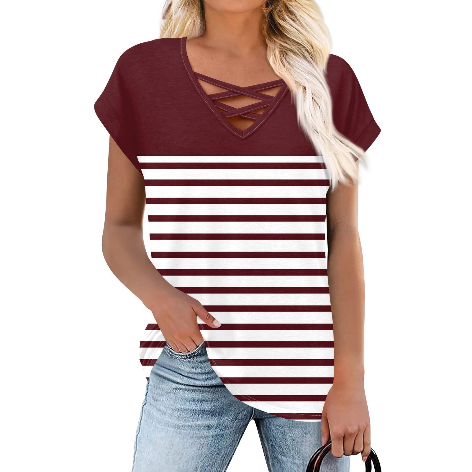 Женские летние топы, рубашки с коротким рукавом, футболки с V-образным вырезом, свободные блузки, футболки, повседневные туники M винный
Женские летние топы, рубашки с коротким рукавом, футболки с V-образным вырезом, свободные блузки, футболки, повседневные туники M винный