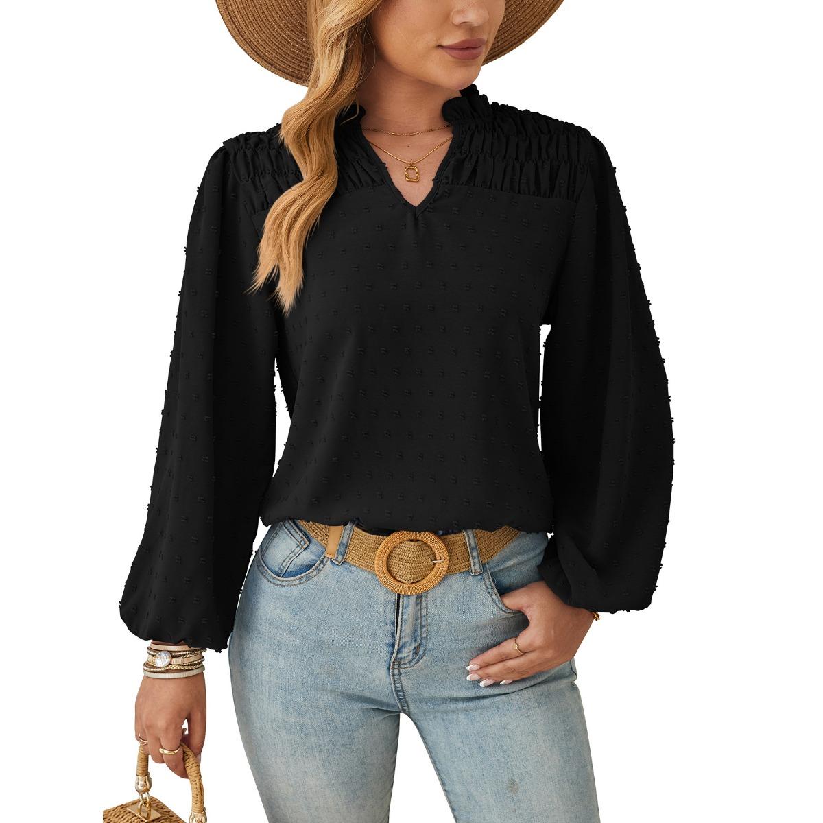 Spring Summer Women s V-Neck Ruched Woven Jacquard Long Sleeve Chiffon Blouse for Cross-border Europe America XXL чорний
Spring Summer Women s V-Neck Ruched Woven Jacquard Long Sleeve Chiffon Blouse for Cross-border Europe America XXL чорний