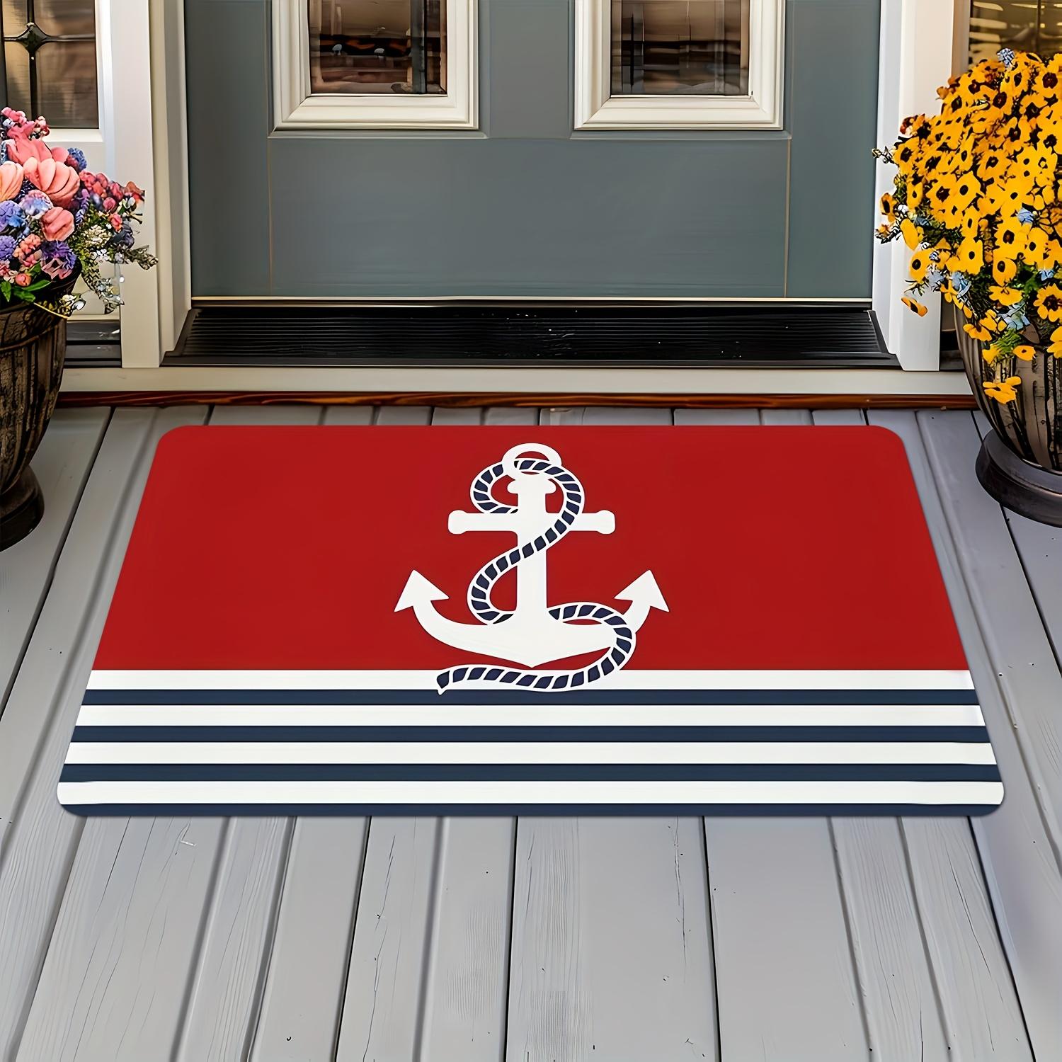 Striped Nautical Anchor Welcome Mat - Machine Washable, Red, White and Blue Design - Perfect for Bathroom, Living Room, Kitchen 40cm x 60cm
Striped Nautical Anchor Welcome Mat - Machine Washable, Red, White and Blue Design - Perfect for Bathroom, Living Room, Kitchen 40cm x 60cm
