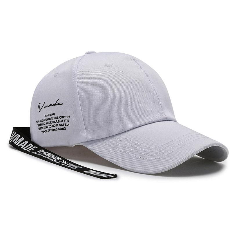 Шляпа Весна и Осень Новая Вышивка Лента Бейсболка Персонализированная Кепка с Козырьком Уличная Солнцезащитная Шляпа Дорожная Шляпа Парная Шляпа Adjustable белый