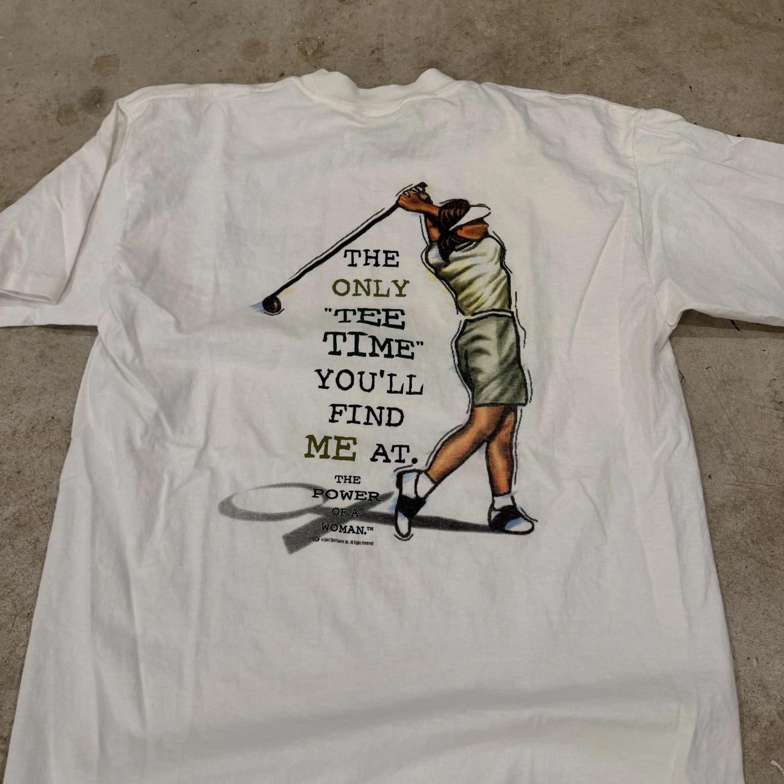 Vintage 90s Womens Golf T-Shirt The Power Of A Women Size Large 2XL
Vintage 90s Womens Golf T-Shirt The Power Of A Women Size Large 2XL