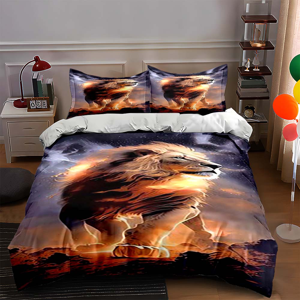 Fiery Lion Illustration Bedding Duvet cover sets Duvet covers Pillowcases gifts (1 * Duvet Cover 2 * Pillowcases, without duvet insert) 135x200cm
Fiery Lion Illustration Bedding Duvet cover sets Duvet covers Pillowcases gifts (1 * Duvet Cover 2 * Pillowcases, without duvet insert) 135x200cm